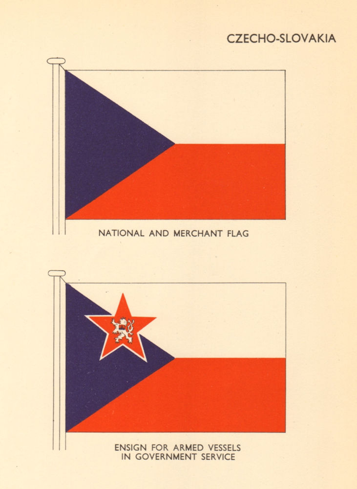 Associate Product CZECHOSLOVAKIA FLAGS. National Merchant Ensign Armed Government Vessels 1955