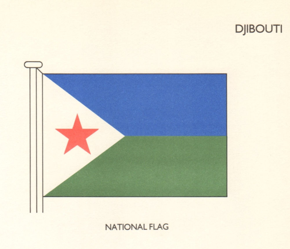 DJIBOUTI FLAGS. National Flag 1985 old vintage print picture