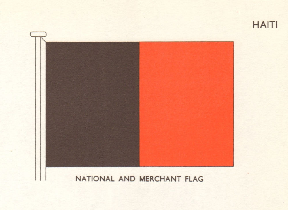 HAITI FLAGS. National and Merchant Flag 1965 old vintage print picture