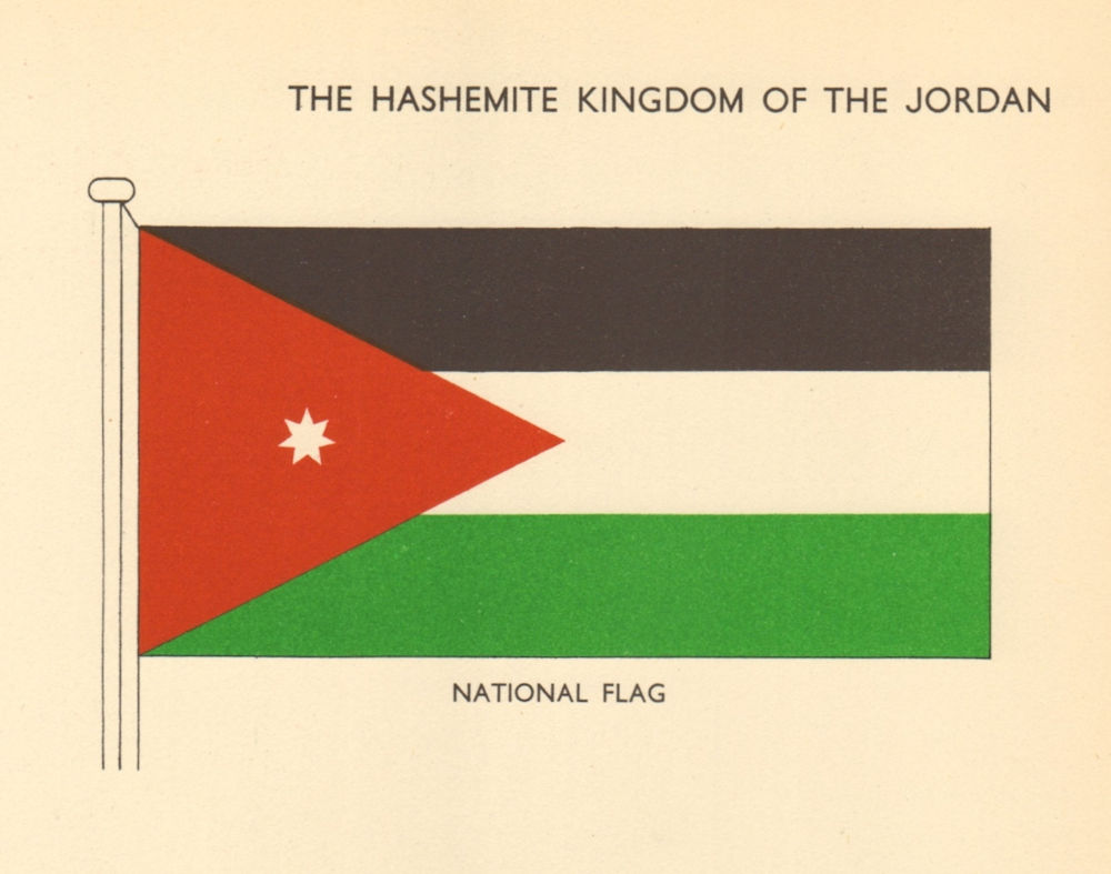 Associate Product JORDAN FLAGS. The Hashemite Kingdom of the Jordan. National Flag 1955 print