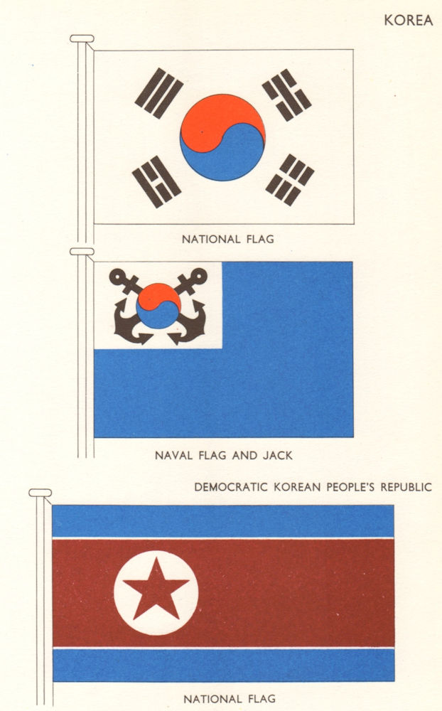 Associate Product KOREA FLAGS. National Naval Flag Jack, Democratic Korean People's Republic 1964