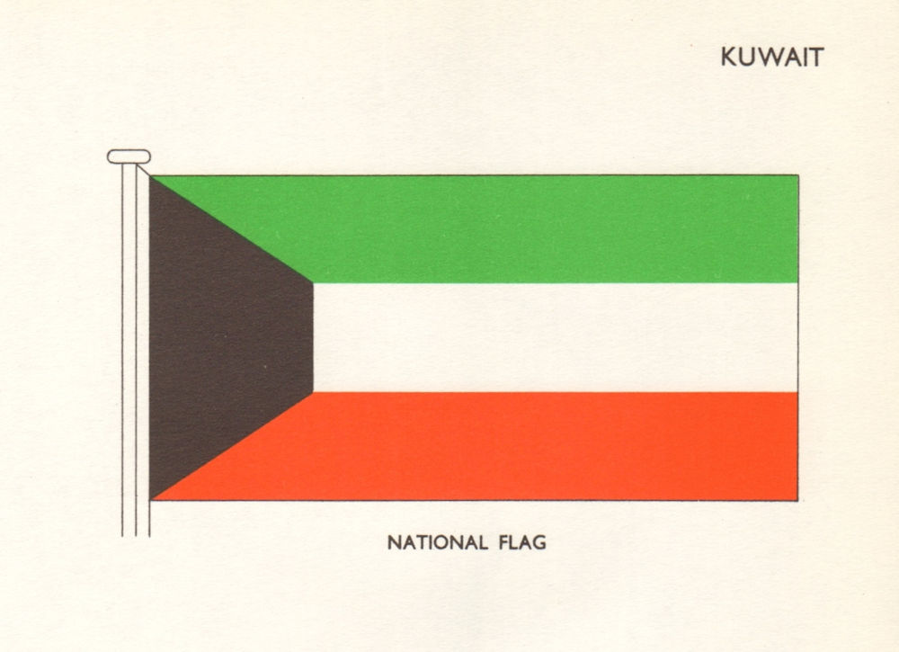 KUWAIT FLAGS. National Flag 1964 old vintage print picture