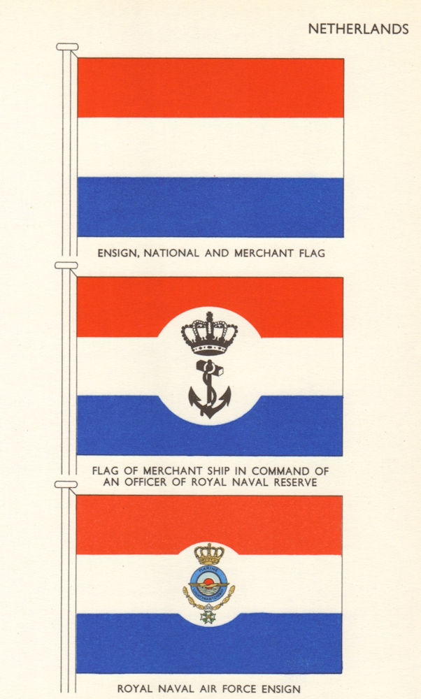 Associate Product NETHERLANDS FLAGS. Ensign National Merchant Royal Naval Reserve Air Force 1964