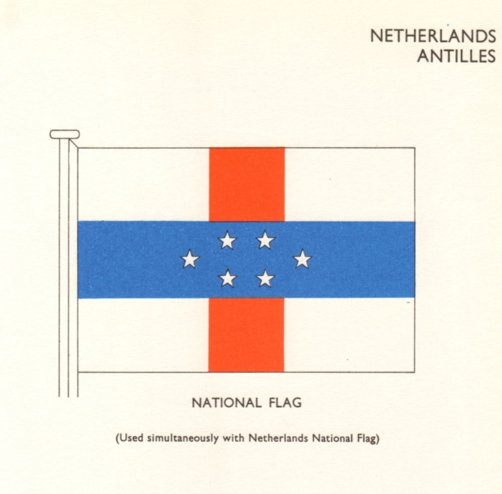 Associate Product NETHERLANDS ANTILLES FLAGS. National Flag. Aruba Conaire Curacao 1964 print