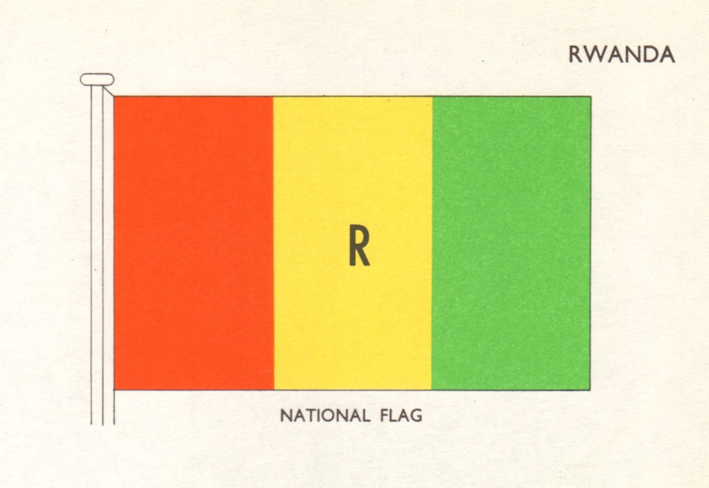 RWANDA FLAGS. National Flag 1965 old vintage print picture