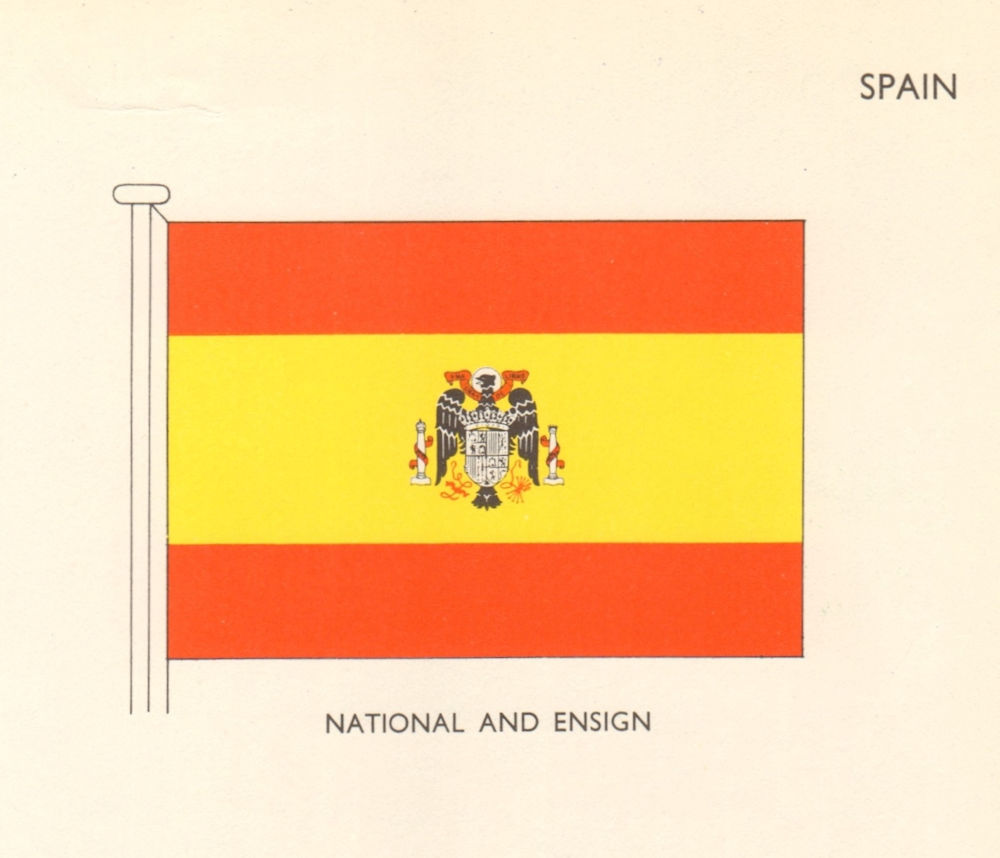 SPAIN FLAGS. National and Ensign 1968 old vintage print picture