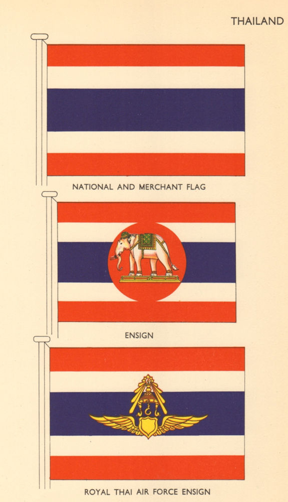 THAILAND FLAGS. National and Merchant Flag, Ensign, Royal Thai Air Force 1955