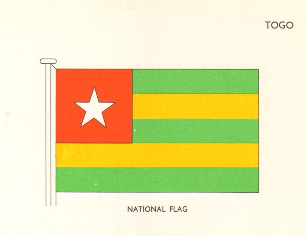 TOGO FLAGS. National Flag 1964 old vintage print picture