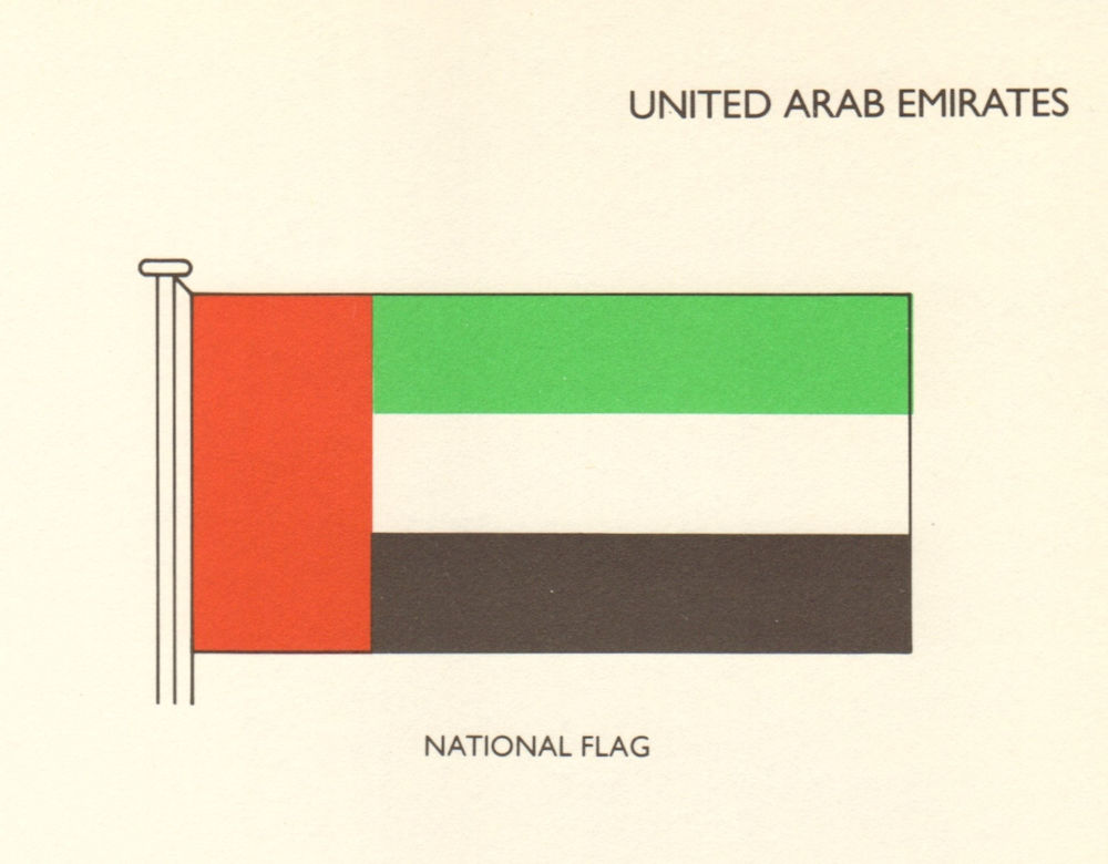 UAE FLAGS. United Arab Emirates. National Flag 1979 old vintage print picture