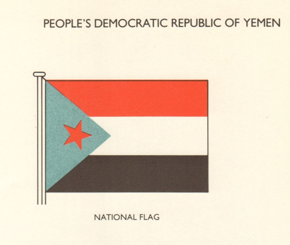 YEMEN FLAGS. People's Democratic Republic of Yemen. National Flag 1979 print