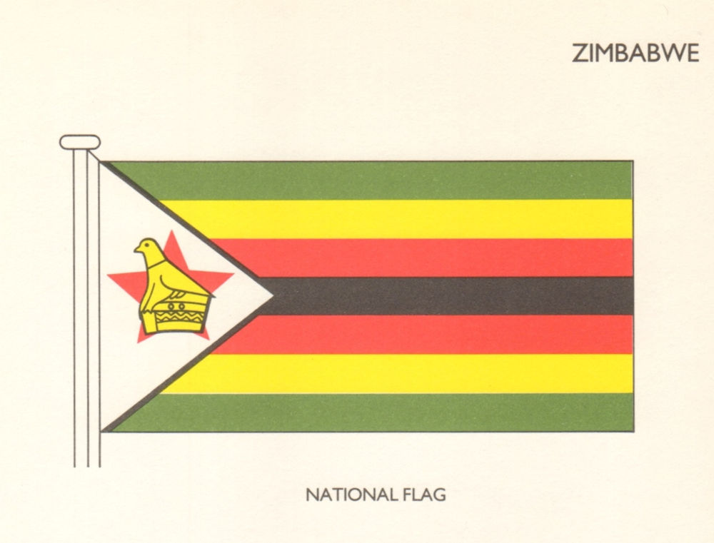 ZIMBABWE FLAGS. National Flag 1985 old vintage print picture