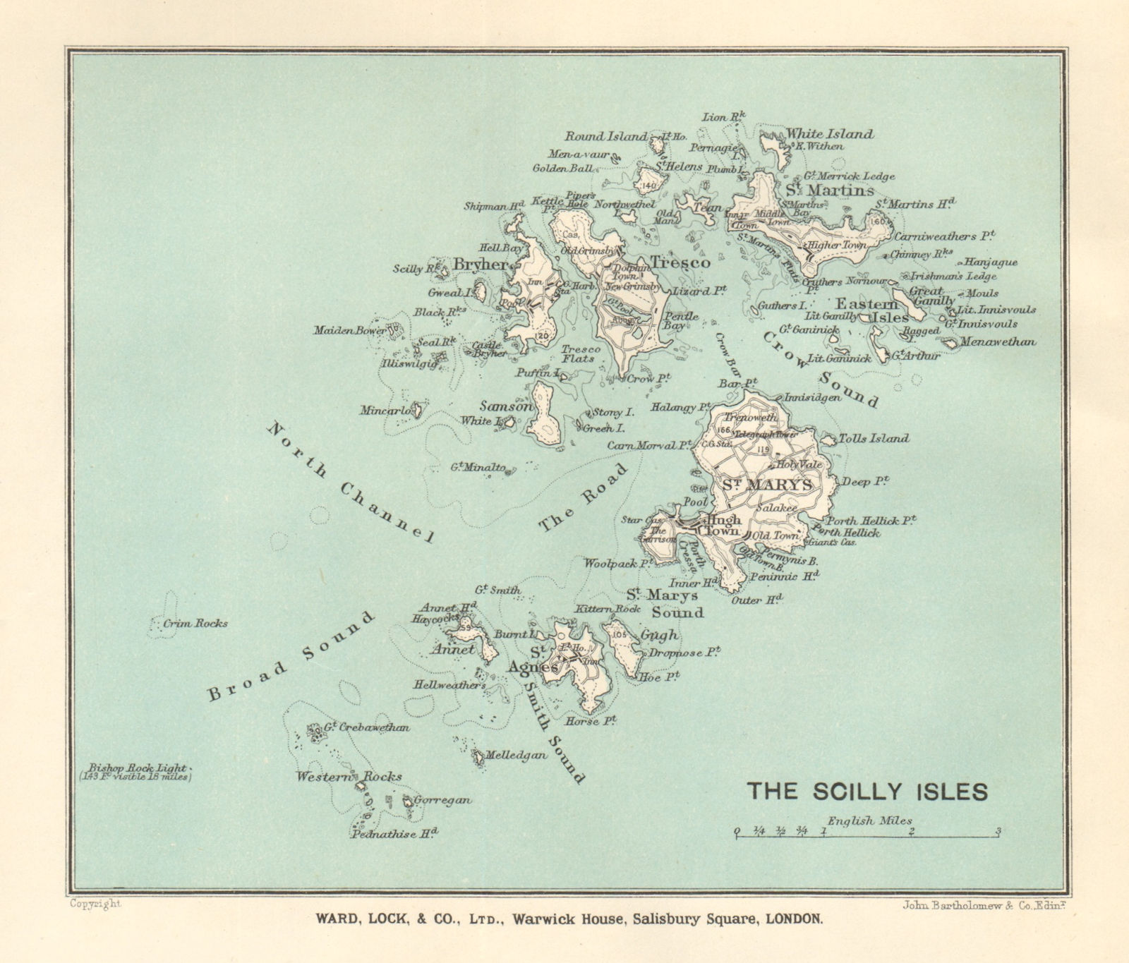 ISLES OF SCILLY.St Mary's Tresco St Agnes St Martin's Bryher. WARD LOCK 1913 map