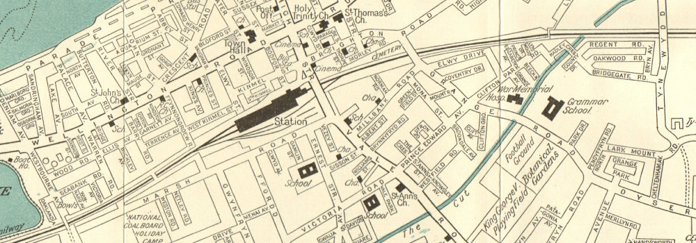 RHYL Vintage Town City Plan North Wales WARD LOCK 1961 Old Vintage   P 6 078240c 