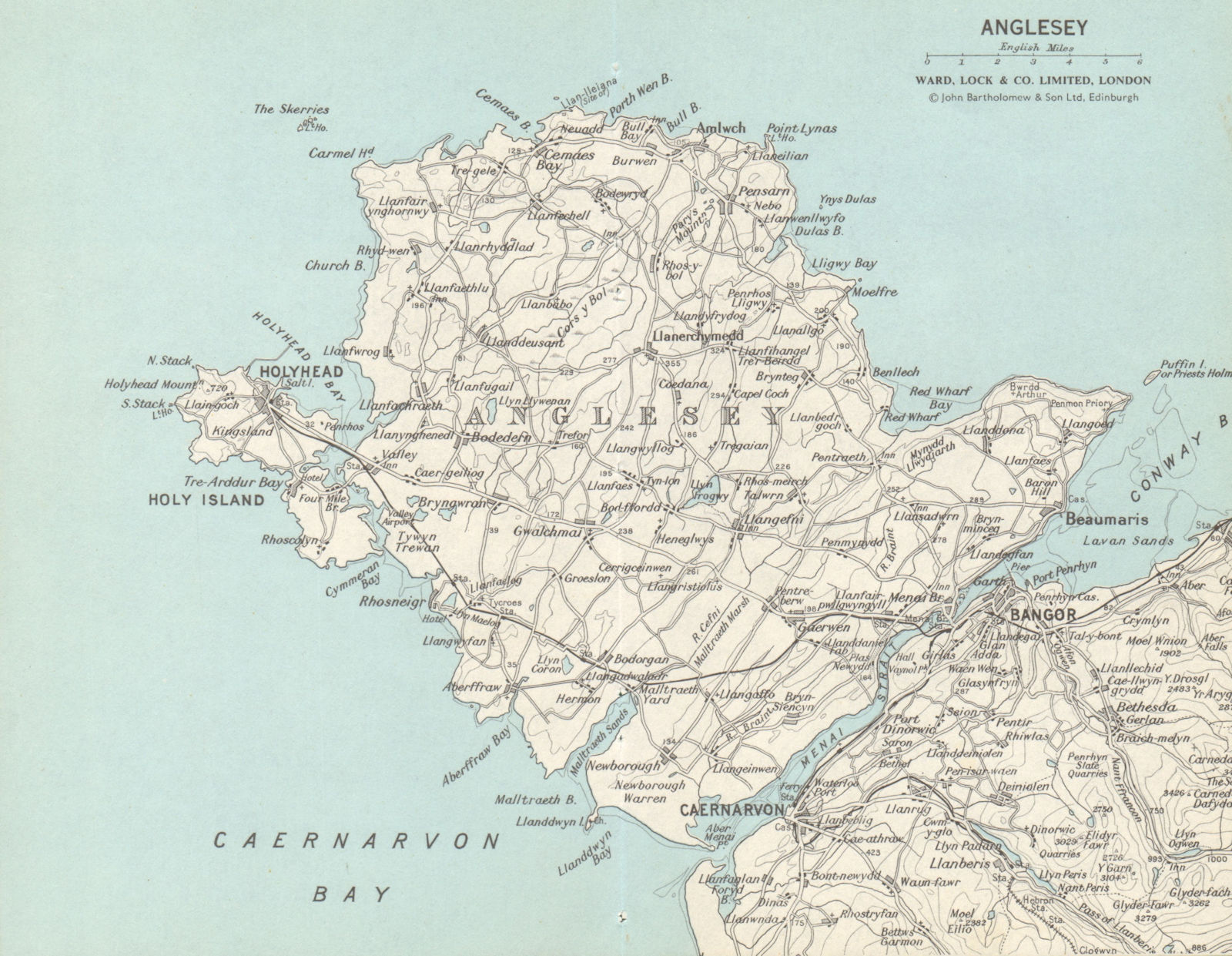 Associate Product ANGLESEY. Menai Strait Holyhead Bangor Beaumaris Caernarvon. WARD LOCK 1967 map