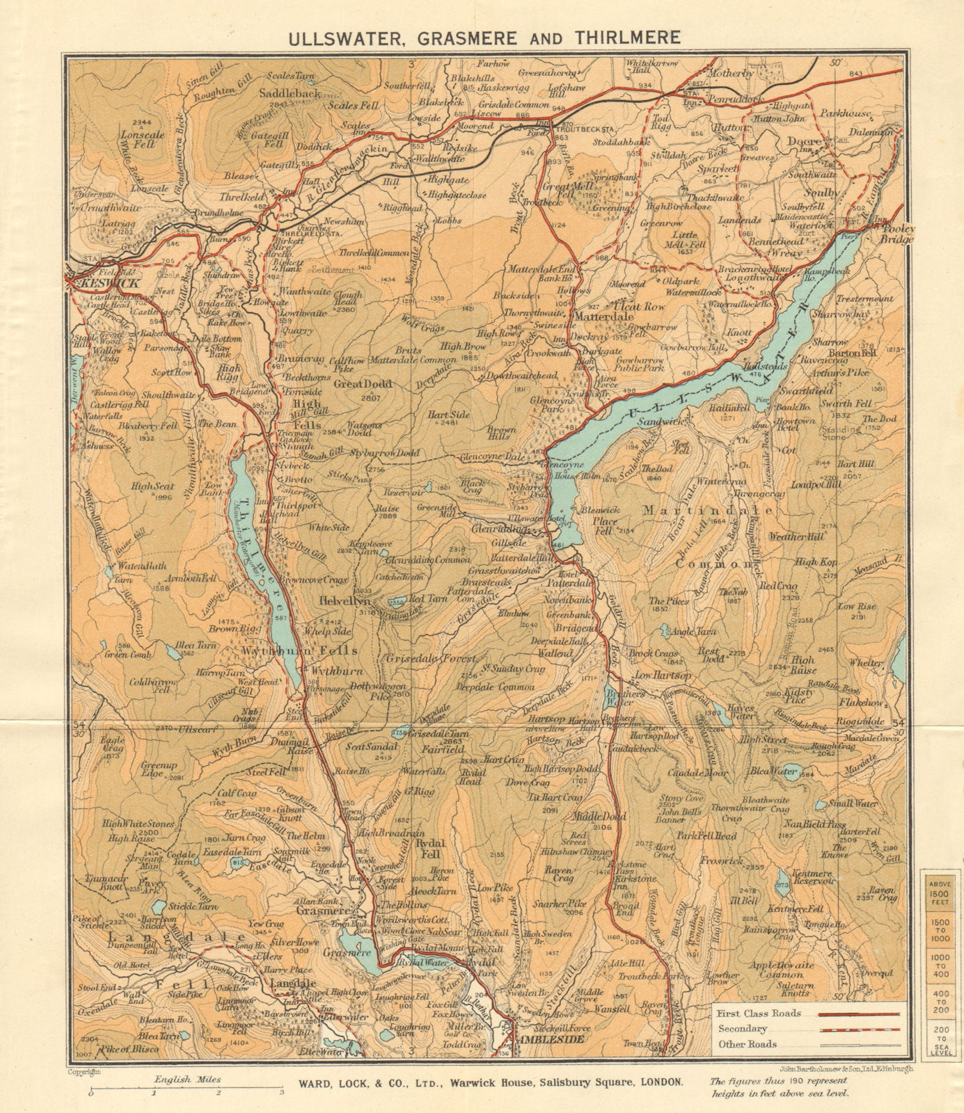 Associate Product ULLSWATER, GRASMERE & THIRLMERE. Lake District. Cumbria. WARD LOCK 1935 map