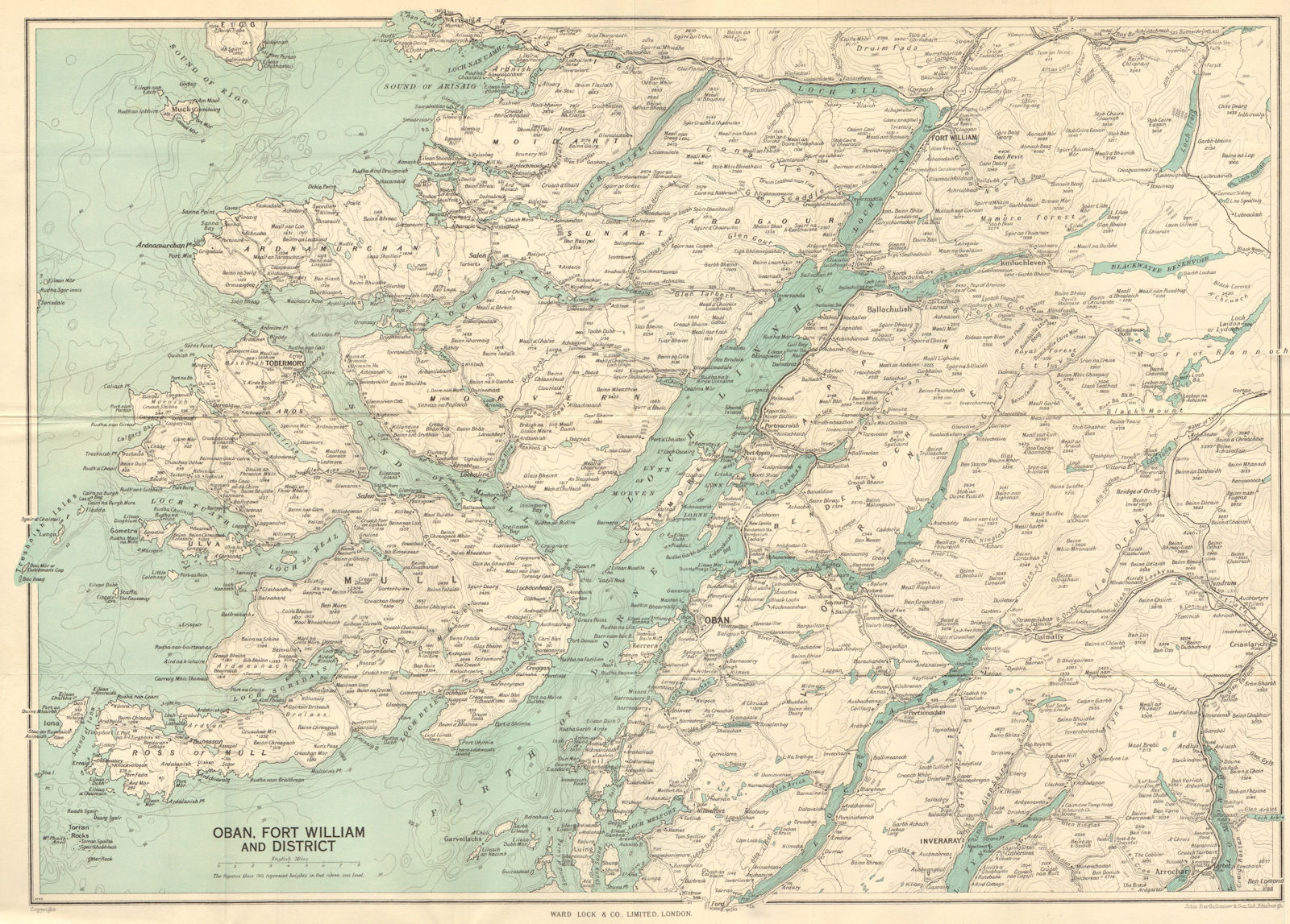 Associate Product OBAN & FORT WILLIAM. Mull Loch Linnhe. Scottish Highlands. WARD LOCK 1952 map