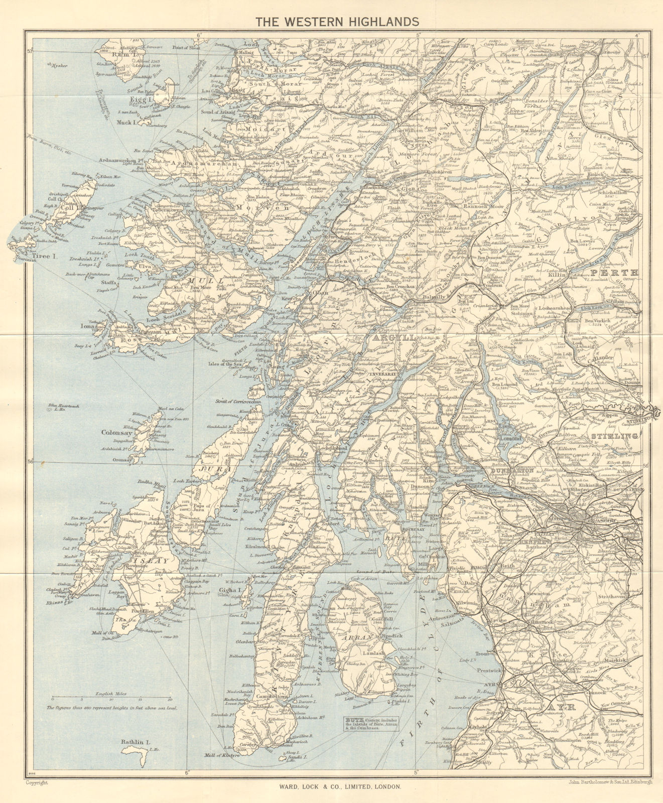 Associate Product WESTERN HIGHLANDS. Scotland. Islay Jura Mull Kintyre Arran. WARD LOCK 1952 map