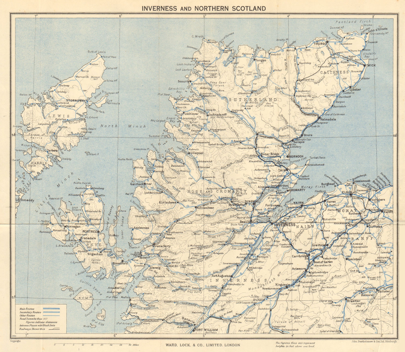 INVERNESS & NORTHERN SCOTLAND Highlands Western Isles. WARD LOCK 1950 old map