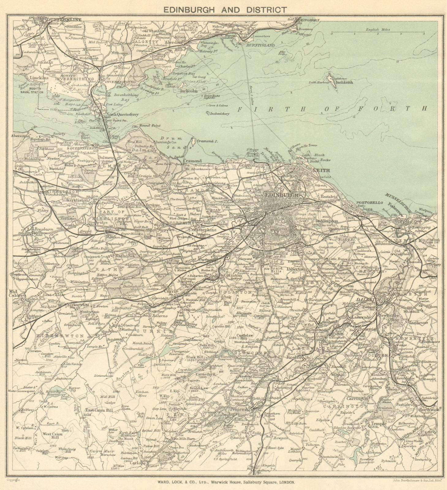 Associate Product EDINBURGH environs. Portobello Leith Dunfermline Dalkeith. WARD LOCK 1922 map