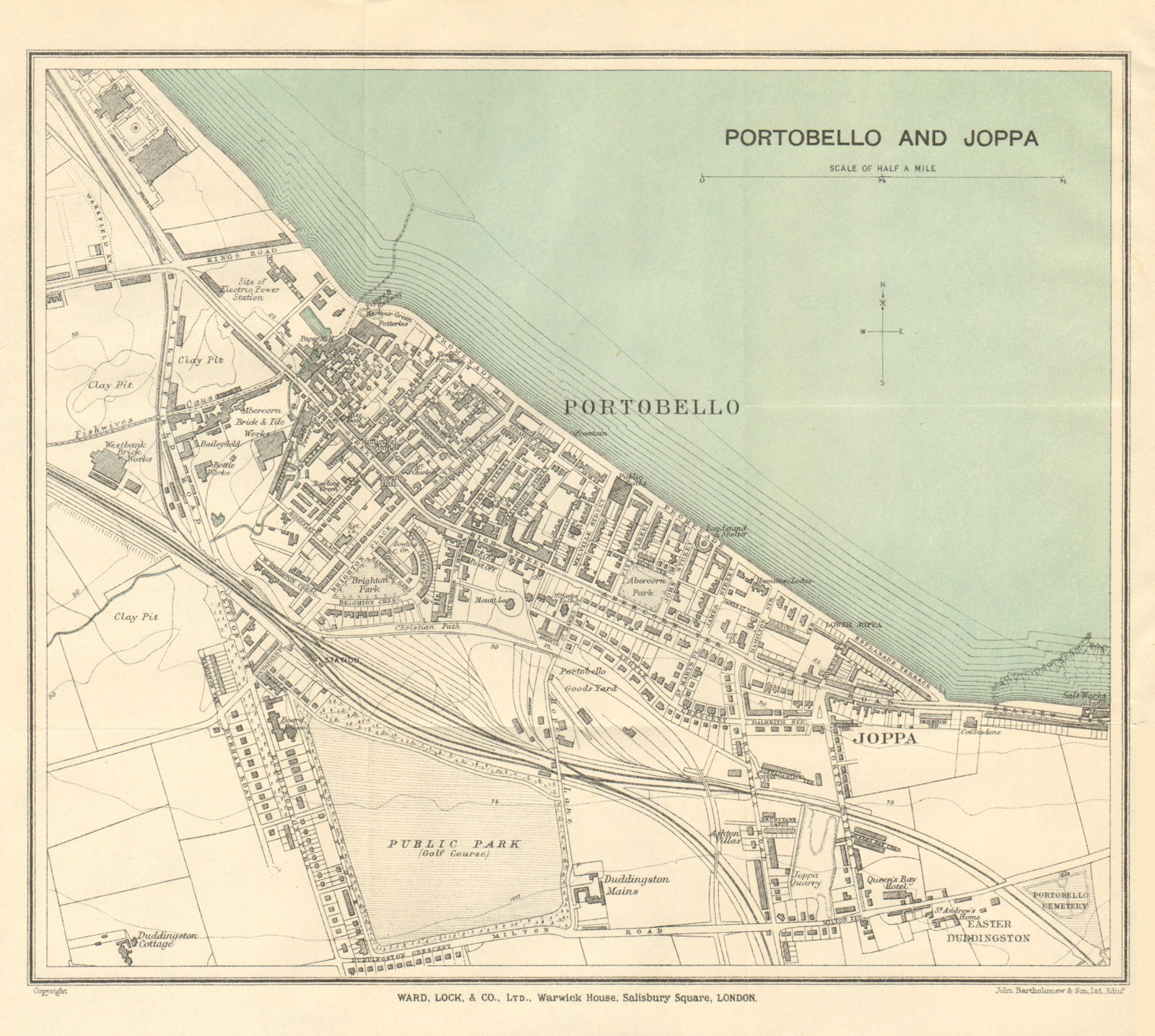 Associate Product PORTOBELLO AND JOPPA vintage town/city plan. Scotland. WARD LOCK 1922 old map