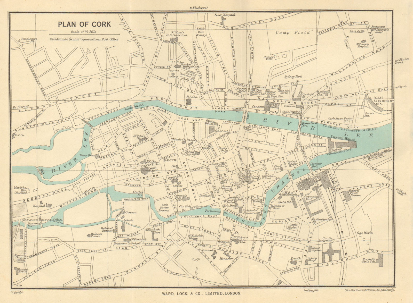 Associate Product CORK vintage town/city plan. Ireland. WARD LOCK c1948 old vintage map chart
