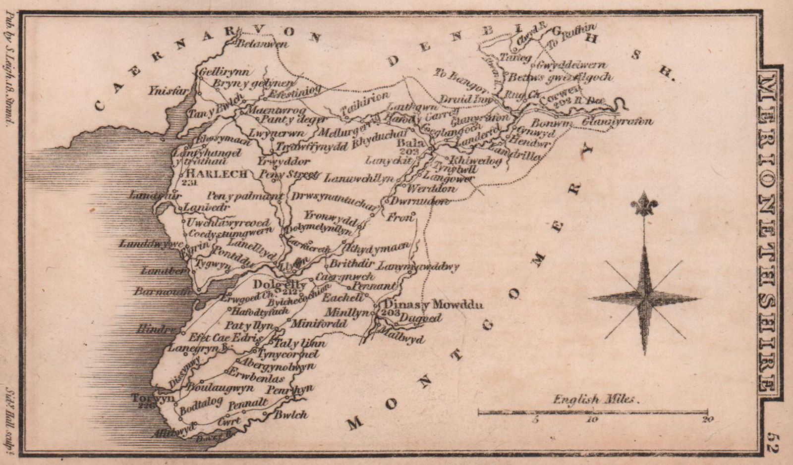 Associate Product Merionethshire miniature county map by Samuel Leigh / Sidney Hall c1820