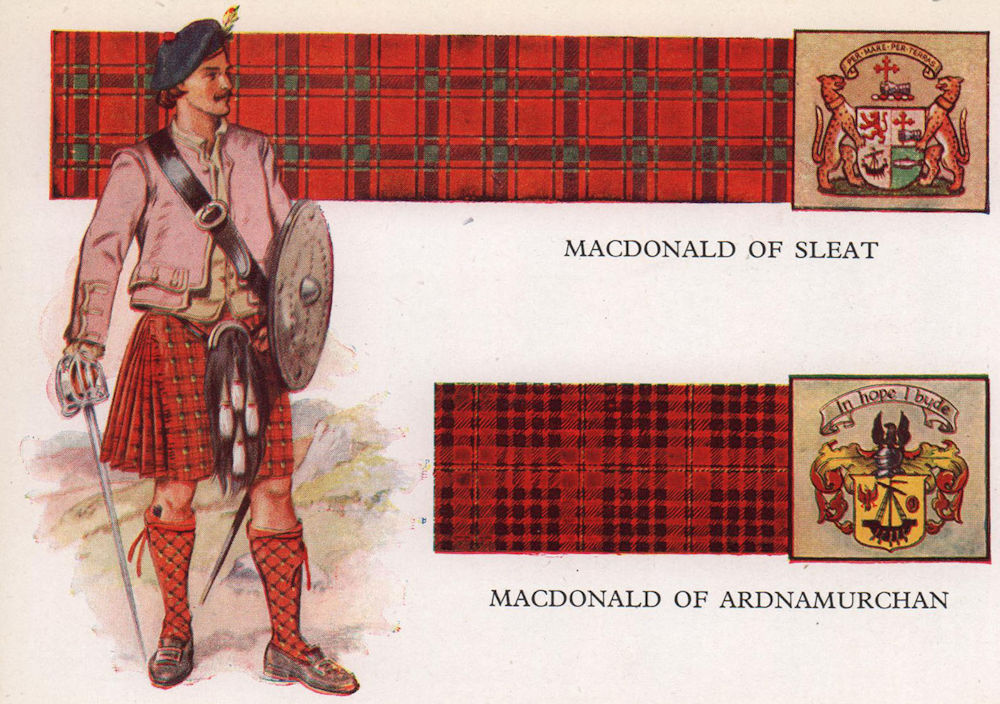 Associate Product MacDonald of Sleat & Ardnamurchan. Scotland Scottish clans tartans arms 1957
