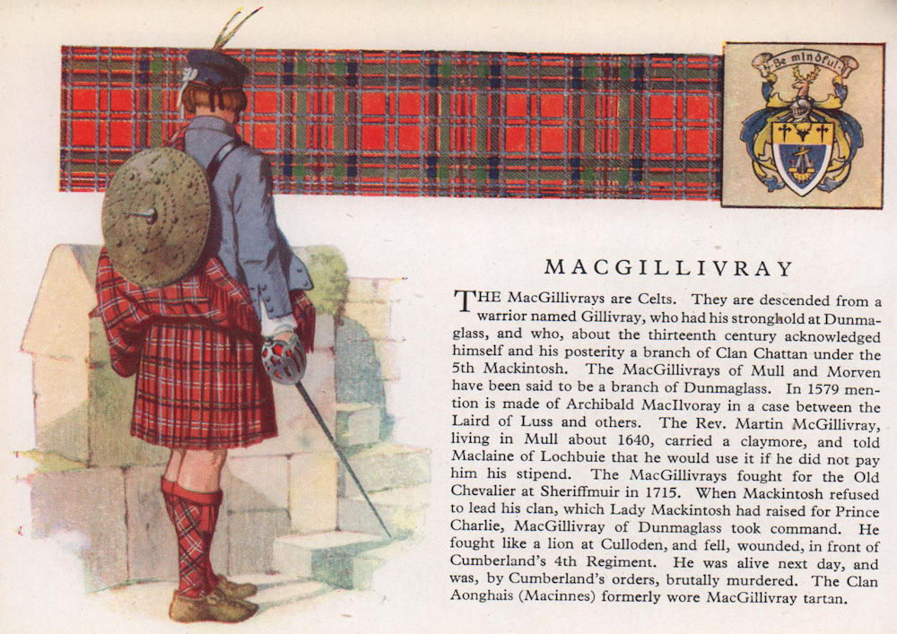 Associate Product MacGillivray. Scotland Scottish clans tartans arms 1957 old vintage print