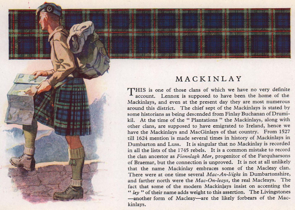 Associate Product MacKinlay. Scotland Scottish clans tartans arms 1957 old vintage print picture