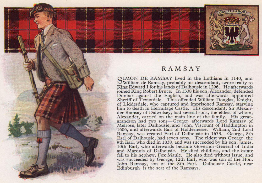 Associate Product Ramsay. Scotland Scottish clans tartans arms 1957 old vintage print picture
