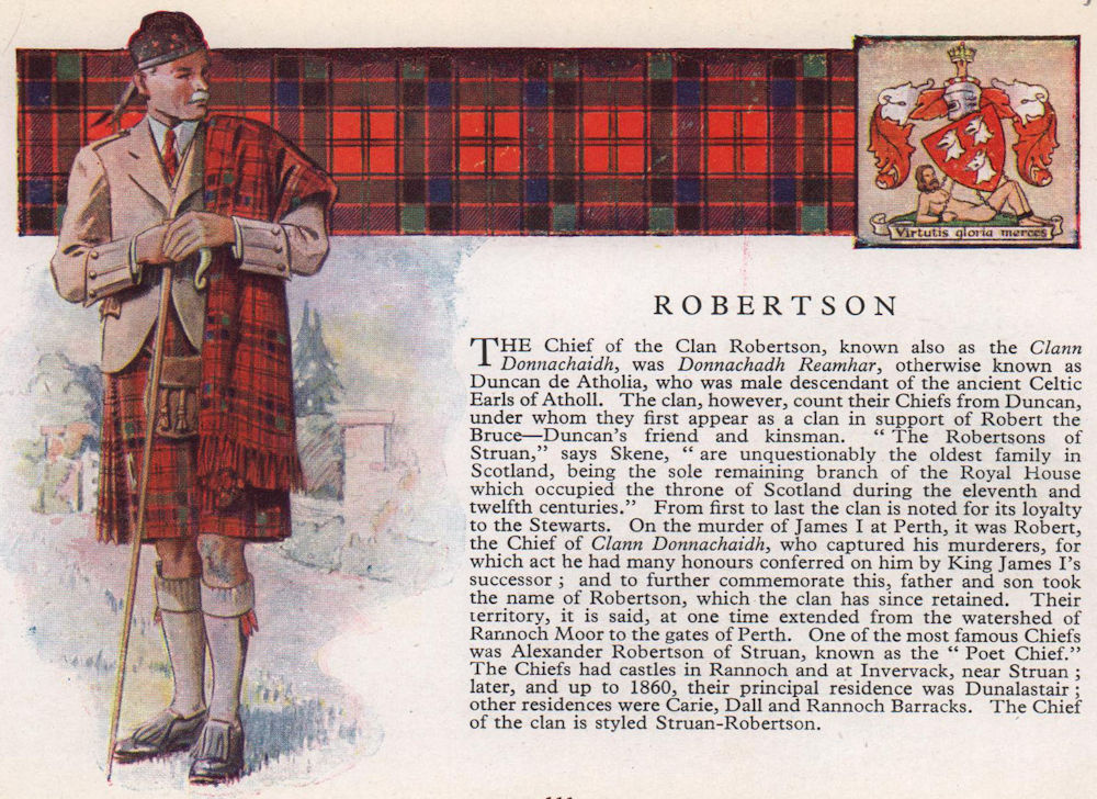 Associate Product Robertson. Scotland Scottish clans tartans arms 1957 old vintage print picture