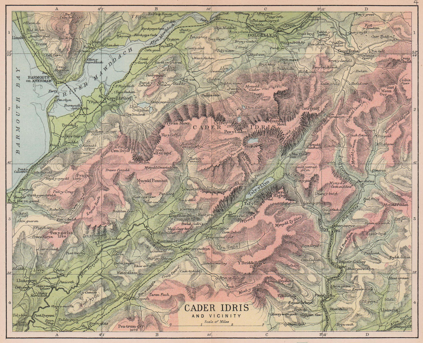 SNOWDONIA Cader Idris & vicinity Barmouth Dolgellau Wales BARTHOLOMEW 1882 map