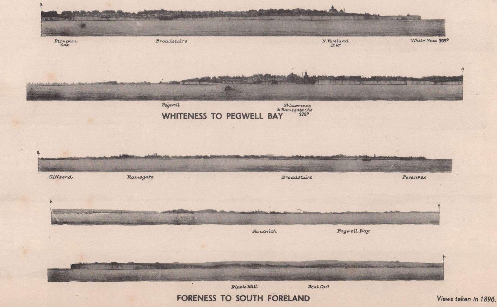 Associate Product Foreness South Foreland Whiteness Pegwell Bay Kent coast profile. ADMIRALTY 1943
