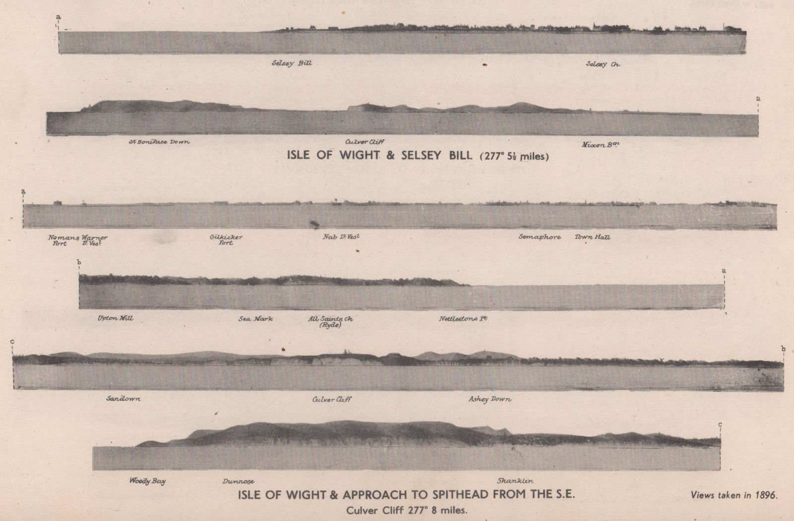 Isle of Wight Spithead approach Selsey Bill coast profile. ADMIRALTY 1943