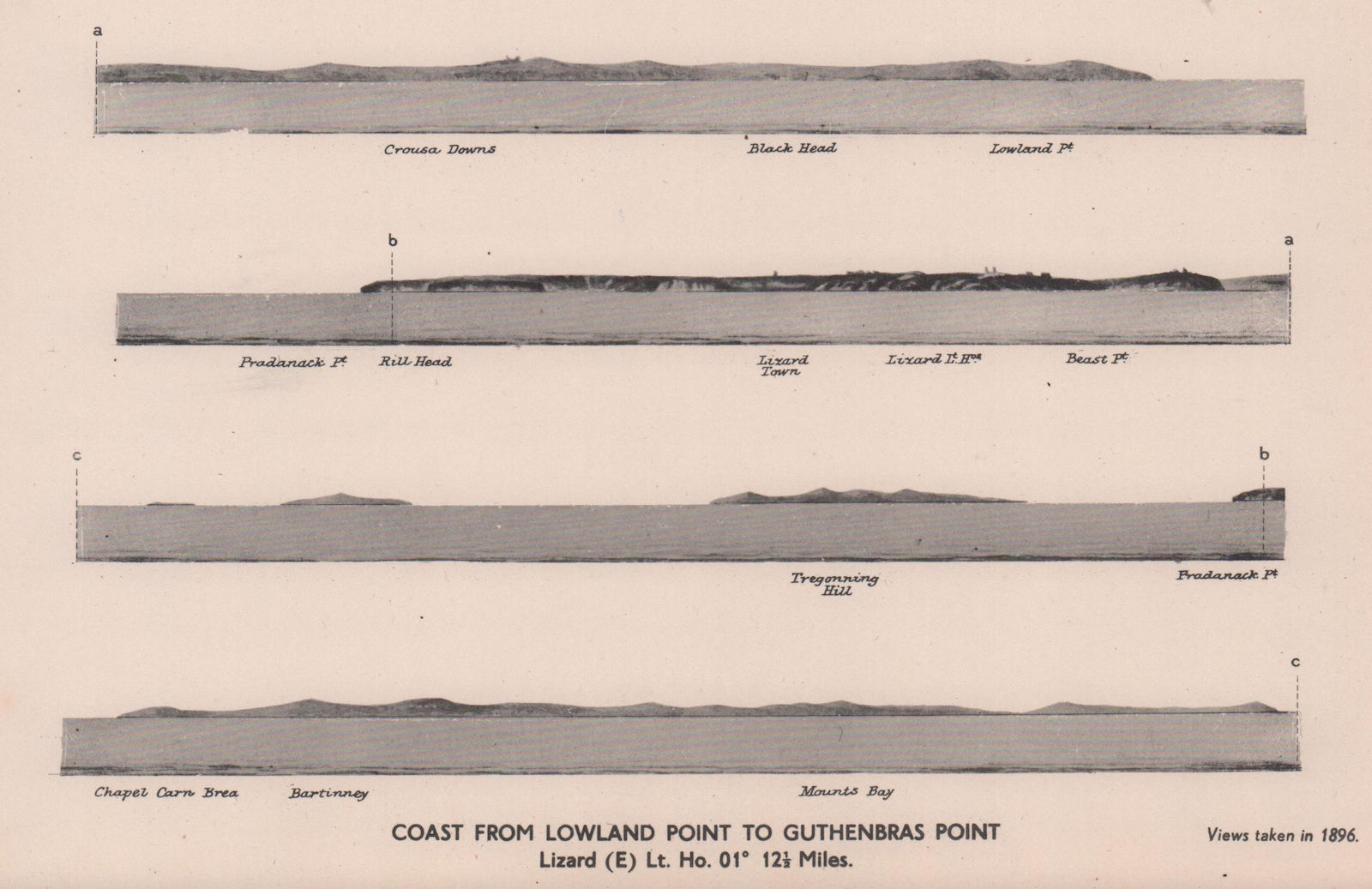 Associate Product Lowland Point to Guthenbras Point. Cornwall coast profile. ADMIRALTY 1943