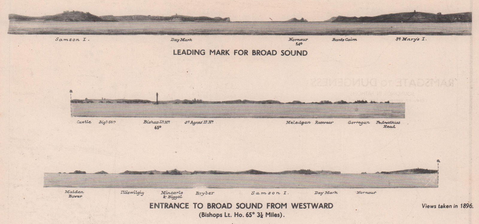 Associate Product Entrance to Broad Sound from west. Scilly Isles coast profile. ADMIRALTY 1943