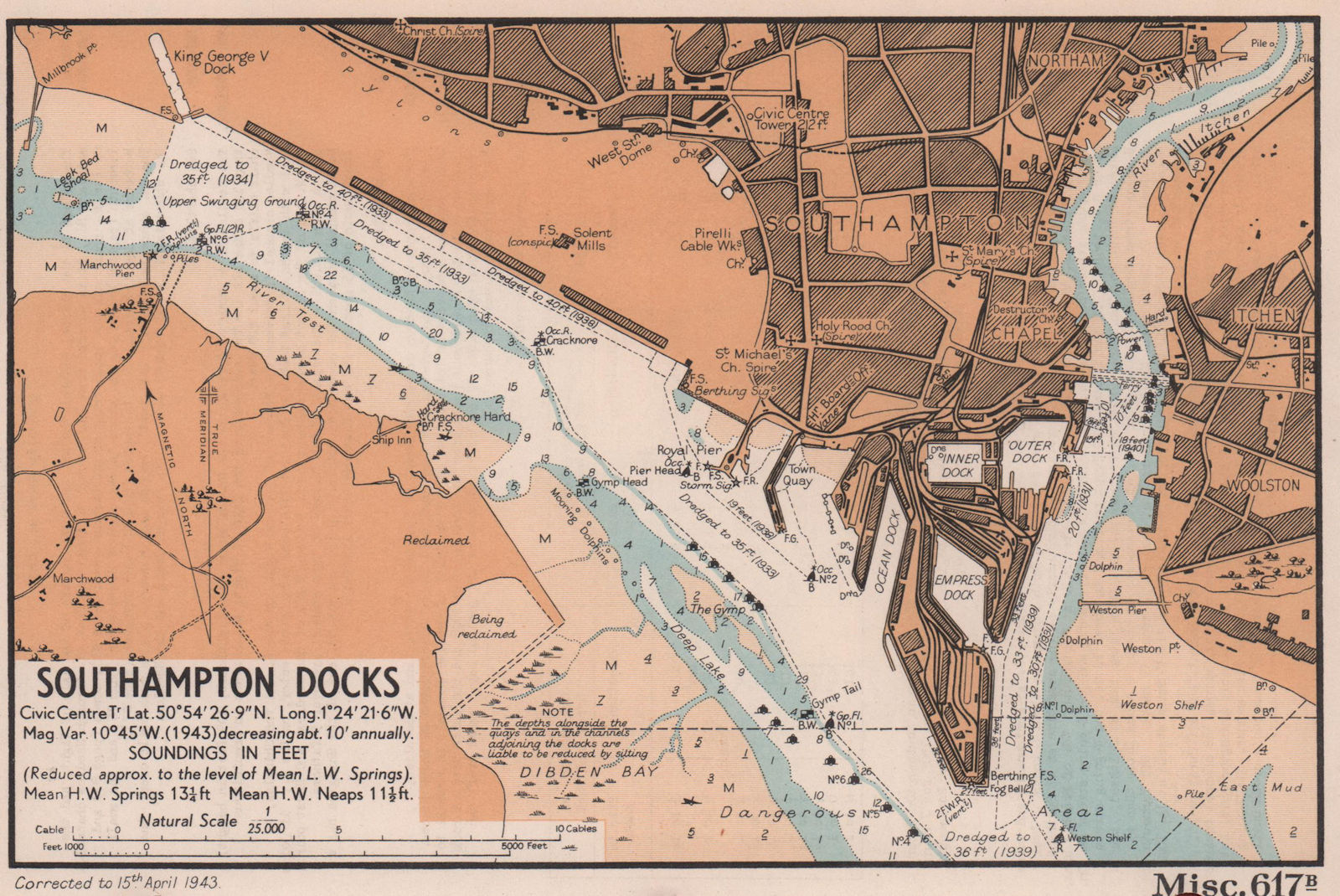 Associate Product Southampton Docks town plan & sea coast chart. Hampshire. ADMIRALTY 1943 map