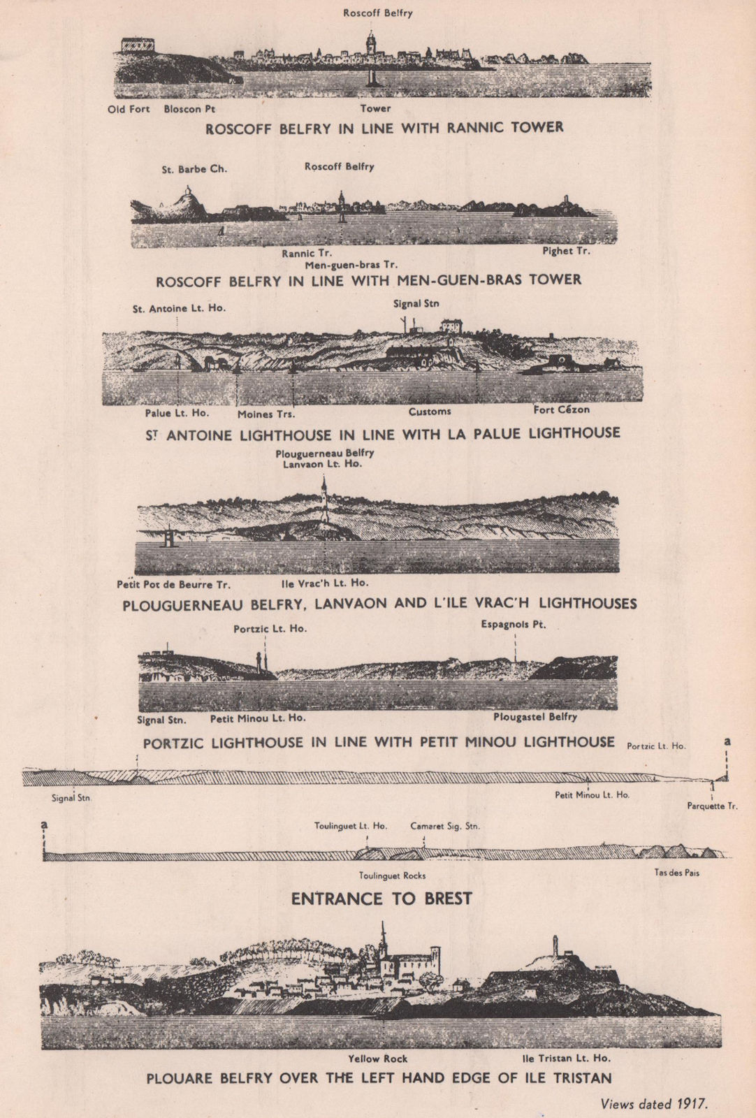 Associate Product Roscoff Lanvaon Portzic Brest Plouare. Finistère coast profile. ADMIRALTY 1943