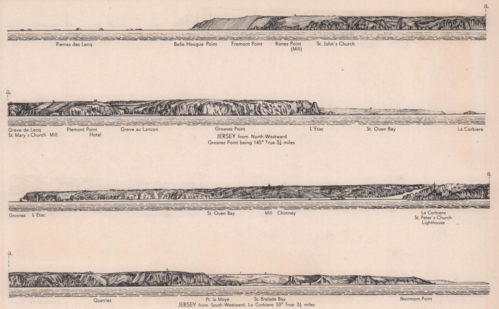 Associate Product Jersey coast profiles from NW/SW Grosnez Corbière Channel Islands ADMIRALTY 1943