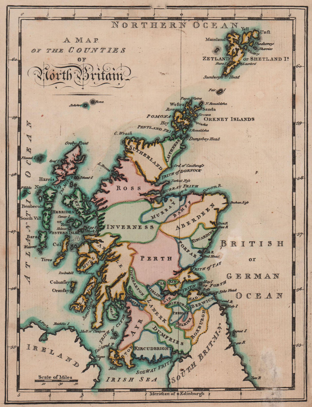 A map of the counties of North Britain. Scotland. SAYER / ARMSTRONG 1787
