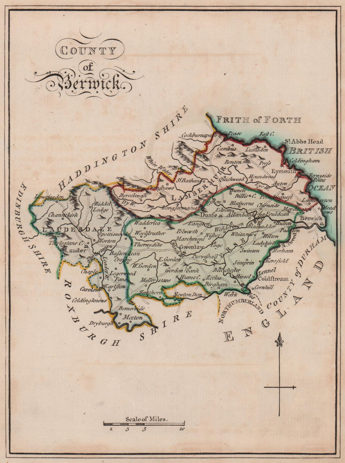 County of Berwick. Berwickshire. SAYER / ARMSTRONG 1787 old antique map chart