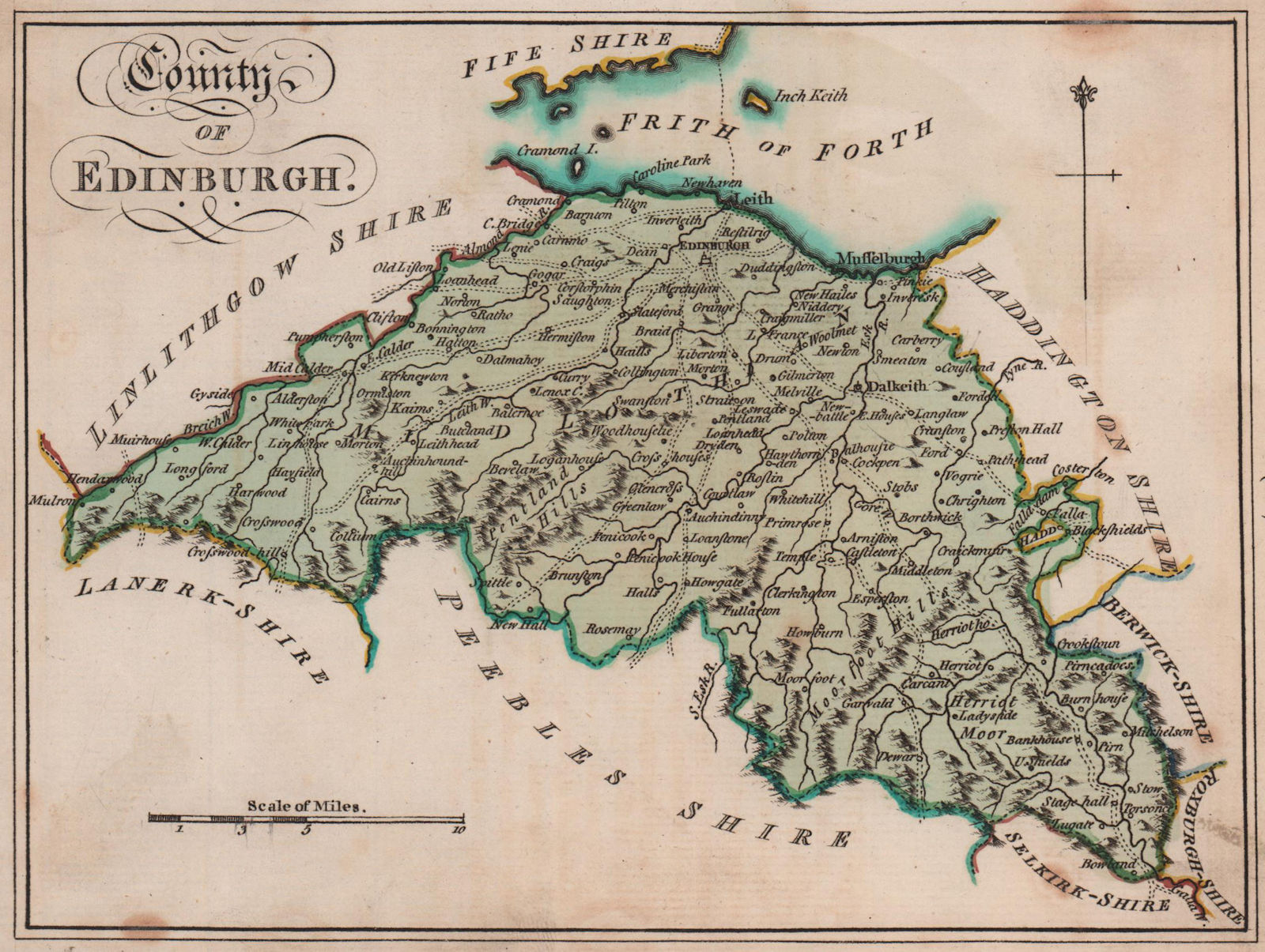 County of Edinburgh. Edinburghshire / Midlothian. SAYER / ARMSTRONG 1787 map