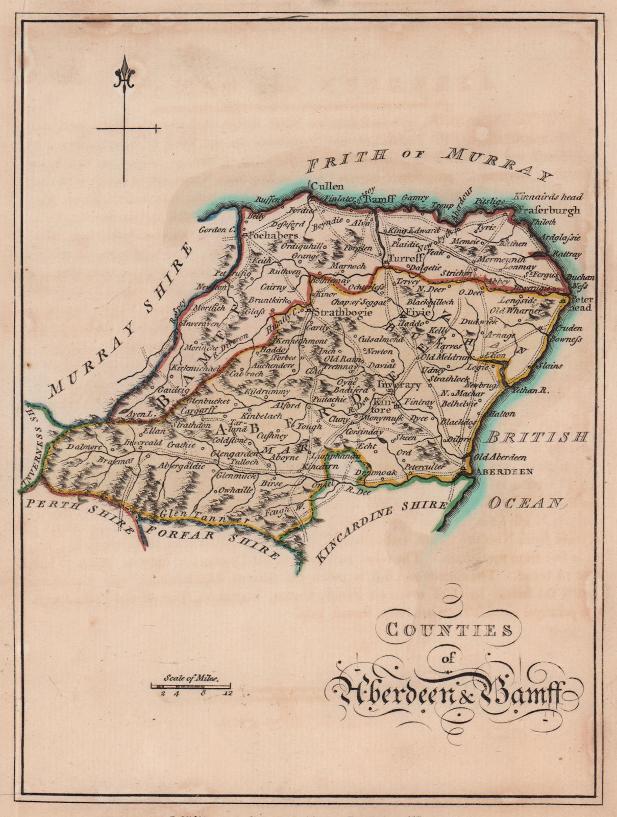 Counties of Aberdeen & Bamff. Aberdeenshire Banffshire. SAYER ARMSTRONG 1787 map