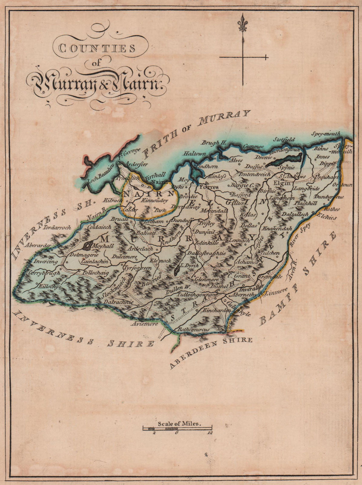 Counties of Murray and Nairn. Moray and Nairnshire. SAYER / ARMSTRONG 1787 map