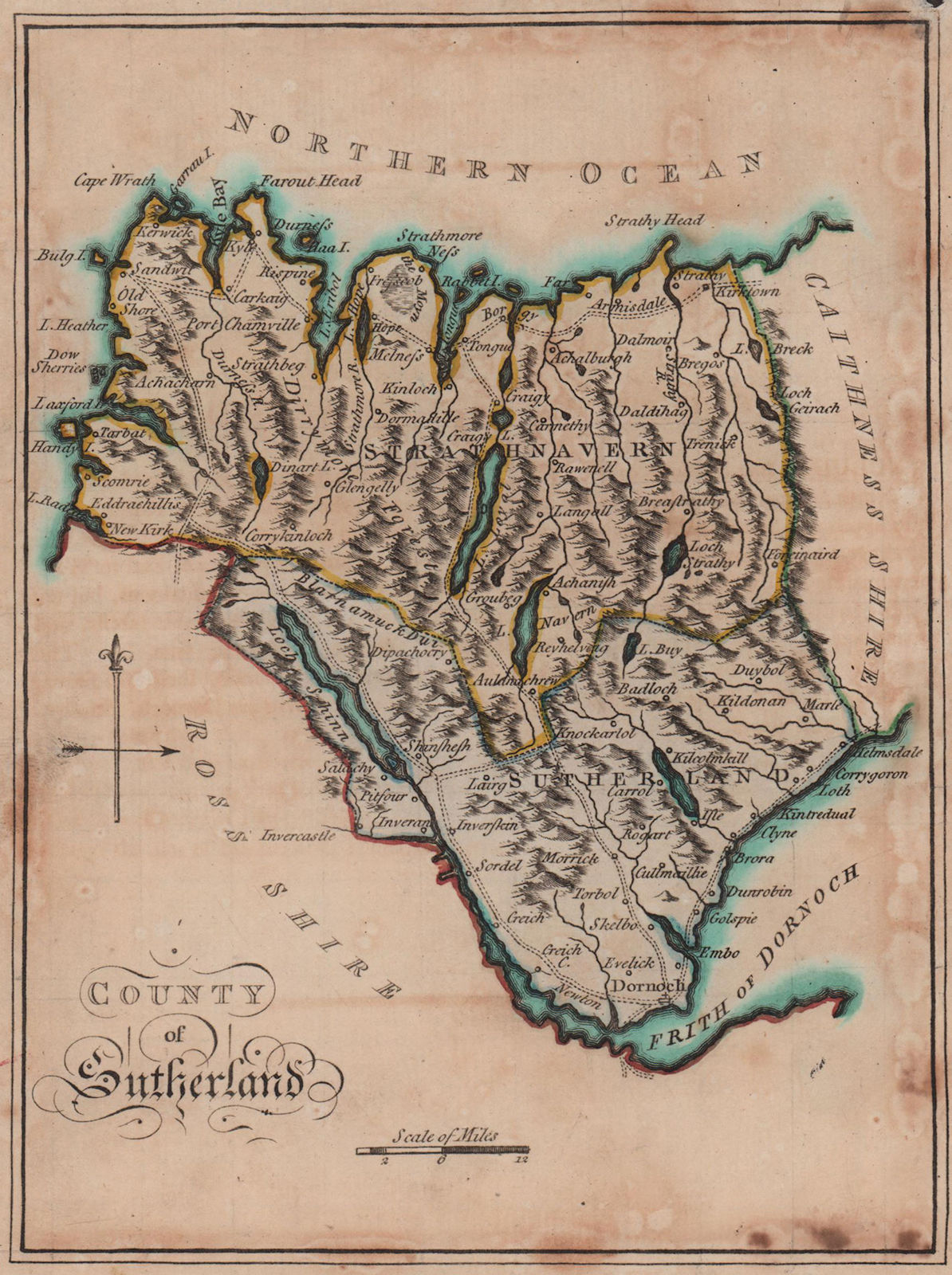 County of Sutherland. SAYER / ARMSTRONG 1787 old antique map plan chart