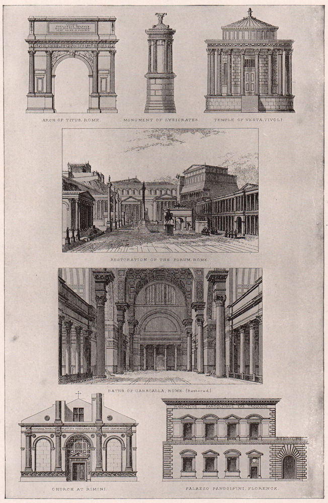 Titus Arch Rome Vesta Tivoli Forum Caracalla bath Rimini Palazzo Pandolfini 1903