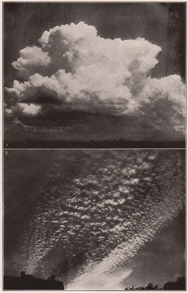 Clouds: 1. Cumulus. 2. Cirrus. Landscapes 1903 old antique print picture