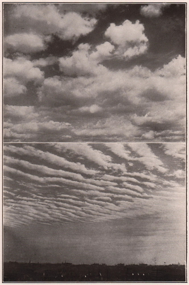Clouds: 1. Cumulus. 2. Strato Cumulus. Landscapes 1903 old antique print