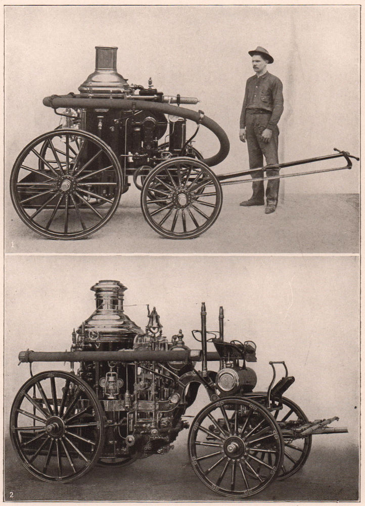 Small Fire Engine. Engine for a City Fire Department 1903 old antique print