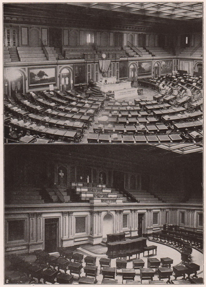 Associate Product Washington: 1. House of Representatives. 2. Senate Chamber. Washington DC 1903
